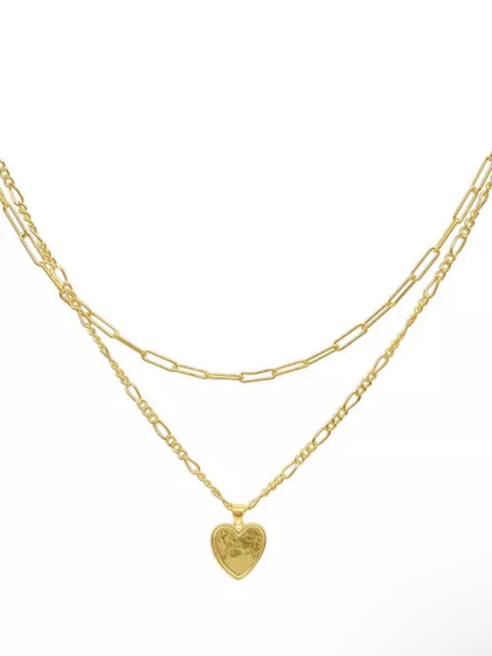Delicate Gold Layered Necklace with Heart Pendant - Women Jewelry